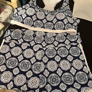 Source Unknown Navy and White Swim Set